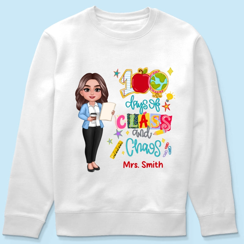 100 Days Of Class & Chaos Teacher - Personalized Shirt - 100 Days Of School Celebration