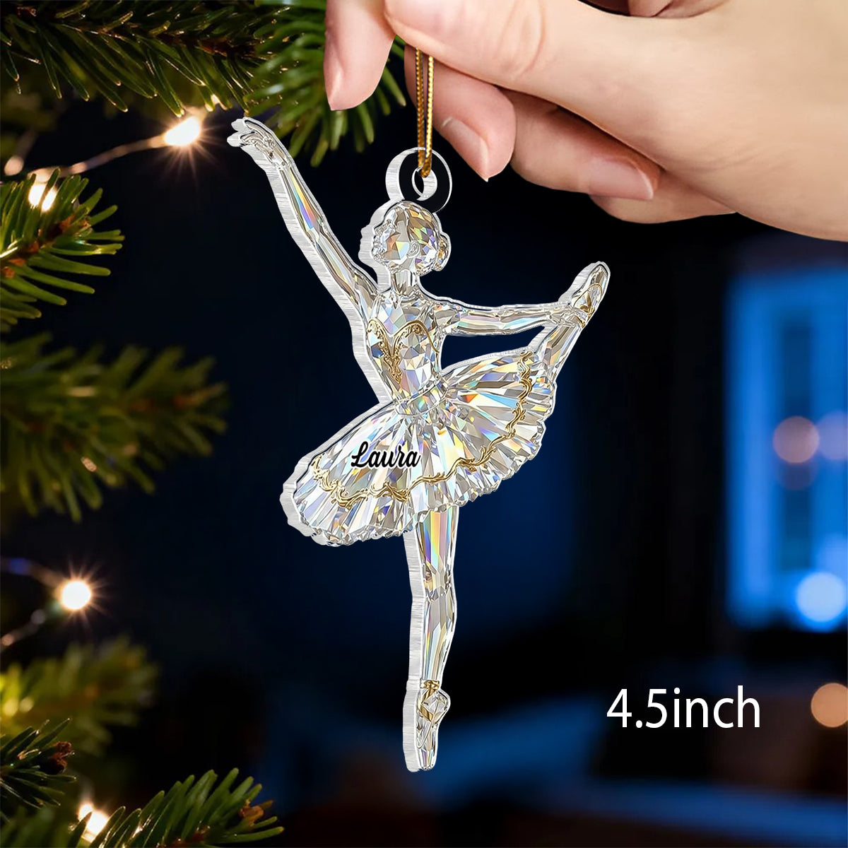 Ballet Girl Crystal Effect - Personalized Acrylic Ornament - Unique Christmas Gift For Daughter, Granddaughter, Kid