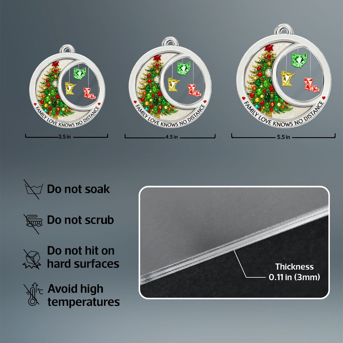 3D Crystal Effect Long Distance Family Love Knows No Distance - Personalized Acrylic Ornament