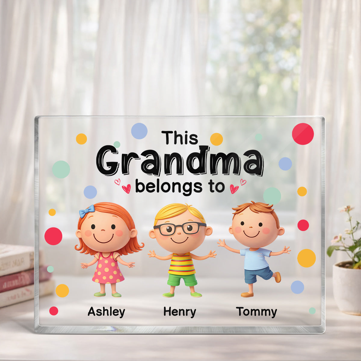 This Grandma Belongs to Cute Grandkids - Personalized Acrylic Block Plaque - Heartfelt Gift for Grandma