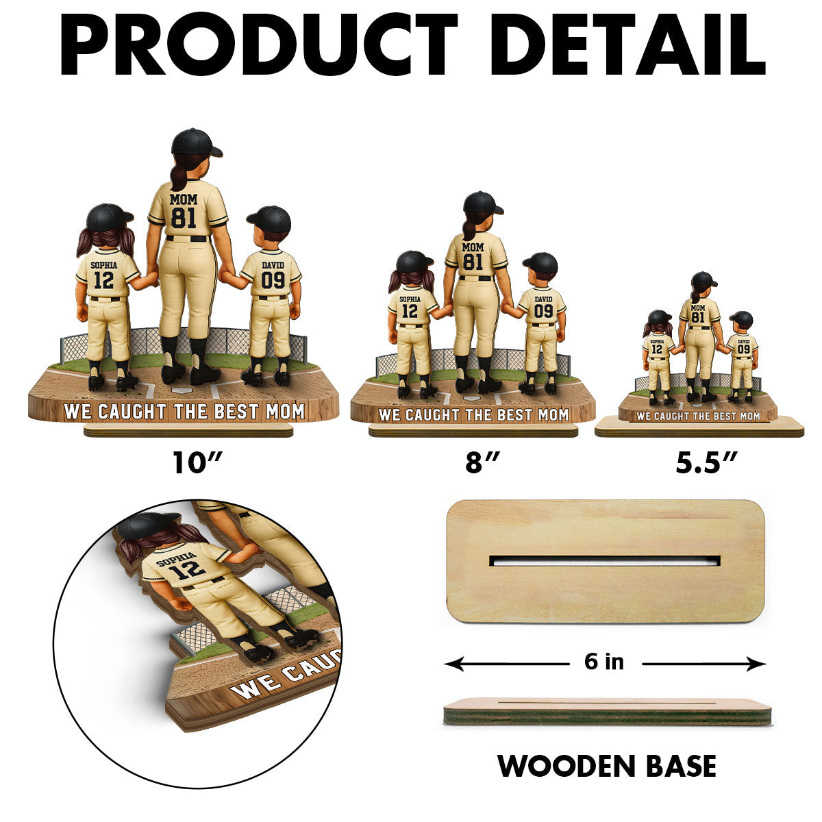 Mommy's Baseball Dream Team - Personalized 2-Layered Wooden Plaque - Mother's Day Gift For Baseball Mom