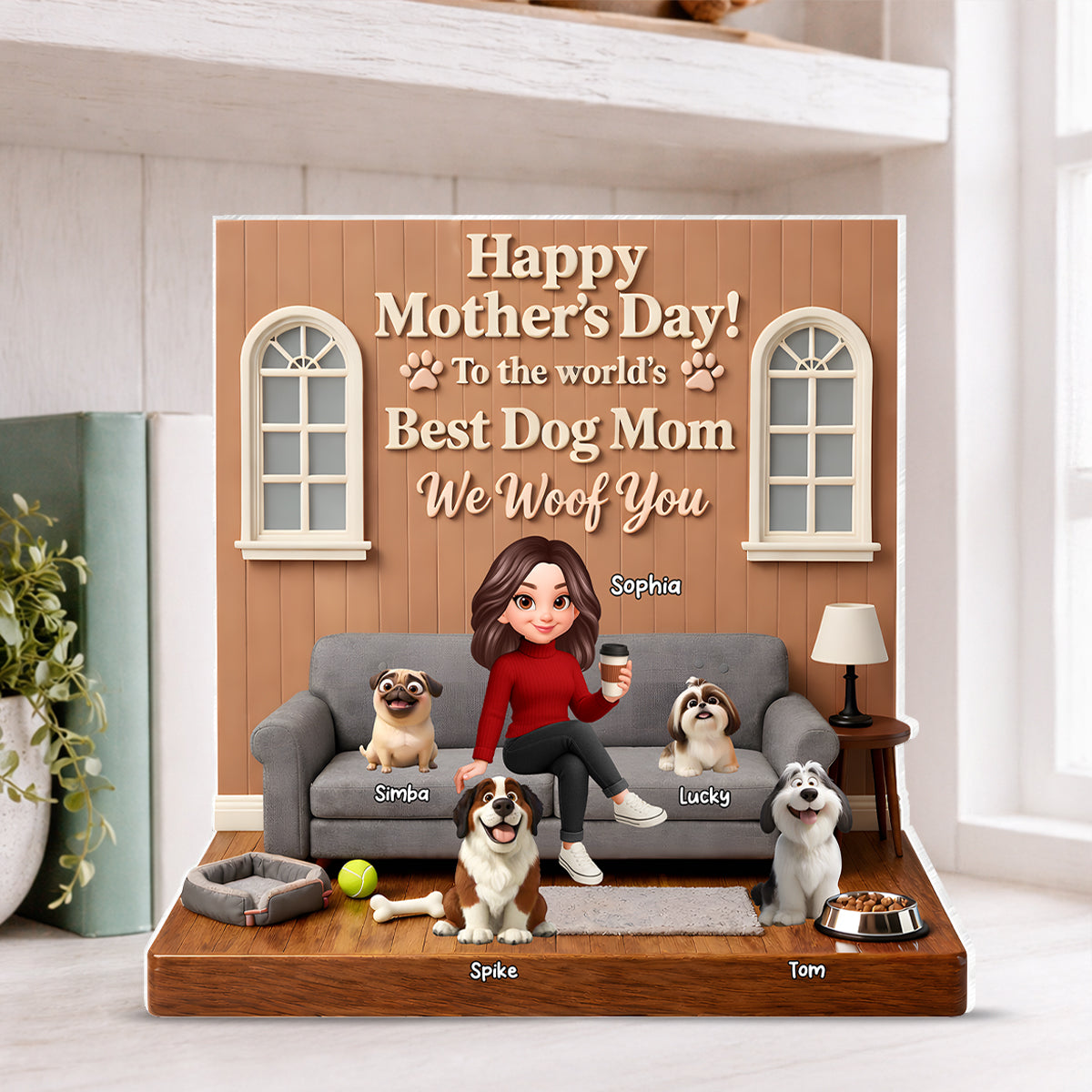Best Dog Mom We Woof You - Personalized Acrylic Block Plaque - Gift For Dog Lovers, Dog Mom
