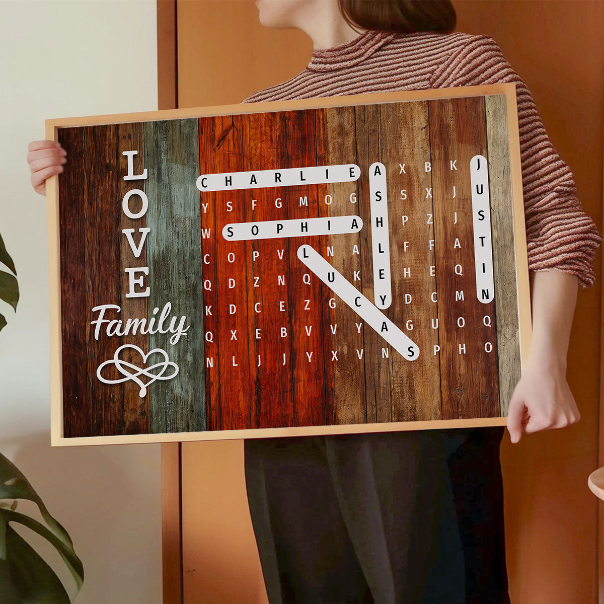 Family Name World Search Puzzle - Personalized Poster - Mother's Day Gift, Gift For Mom