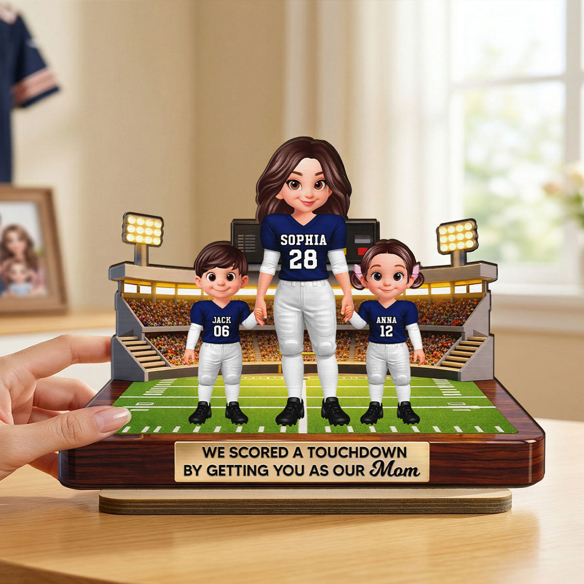 American Football Mom We Scored A Touchdown - Personalized 2-Layered Wooden Plaque - Mother's Day Gift For Mom