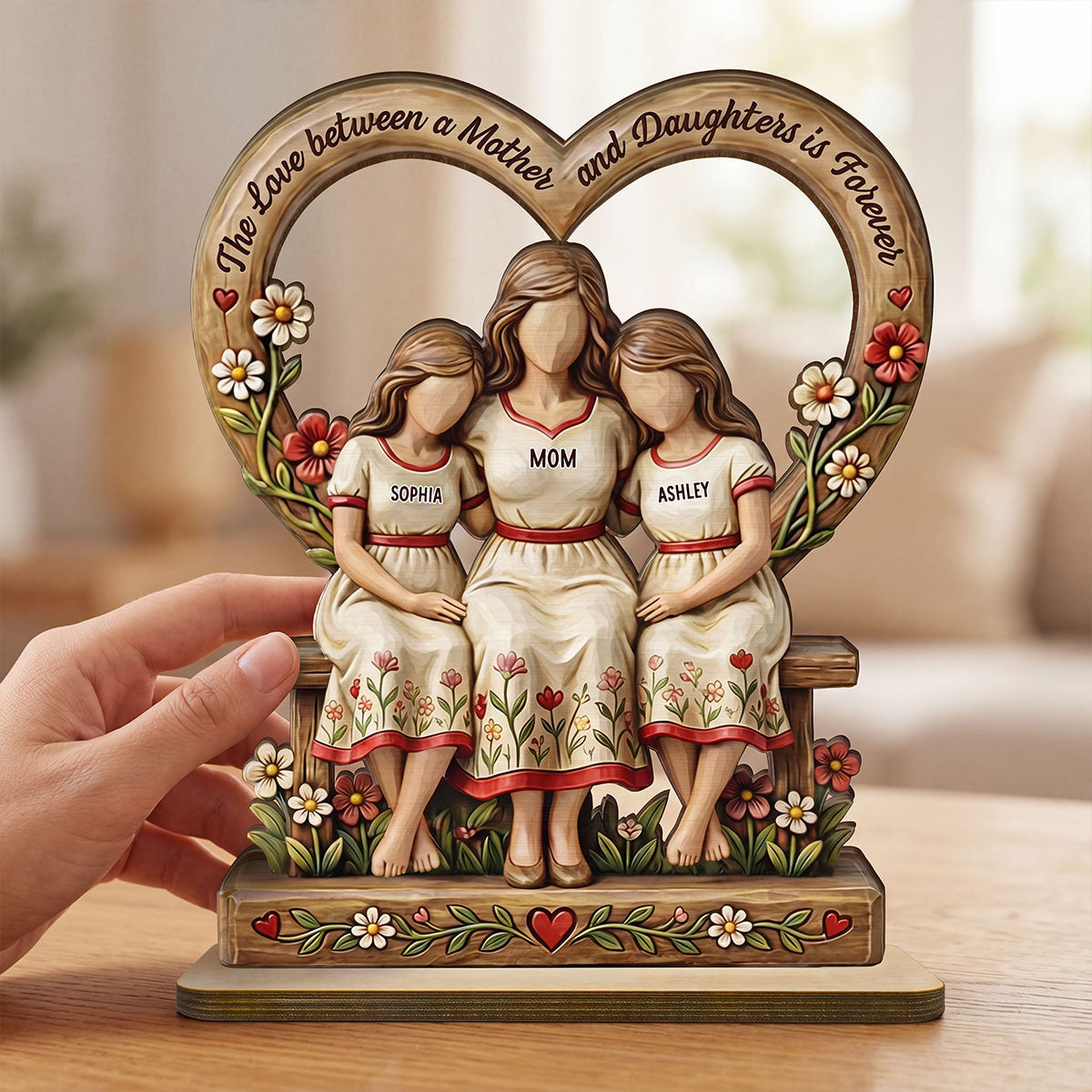 Rooted in Love Mother Daughters - Personalized 2-Layered Wooden Plaque - Gift For Mom
