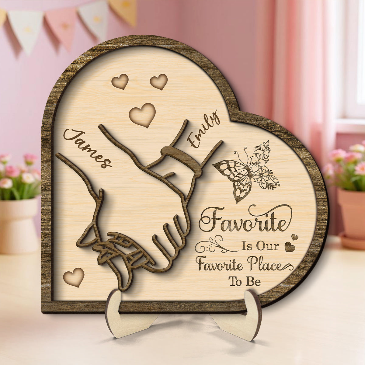 Together Is Our Favorite Place To Be - Personalized 2-Layered Wooden Plaque - Anniversary, Valentine's Day Gift, Gift For Him, Gift For Her