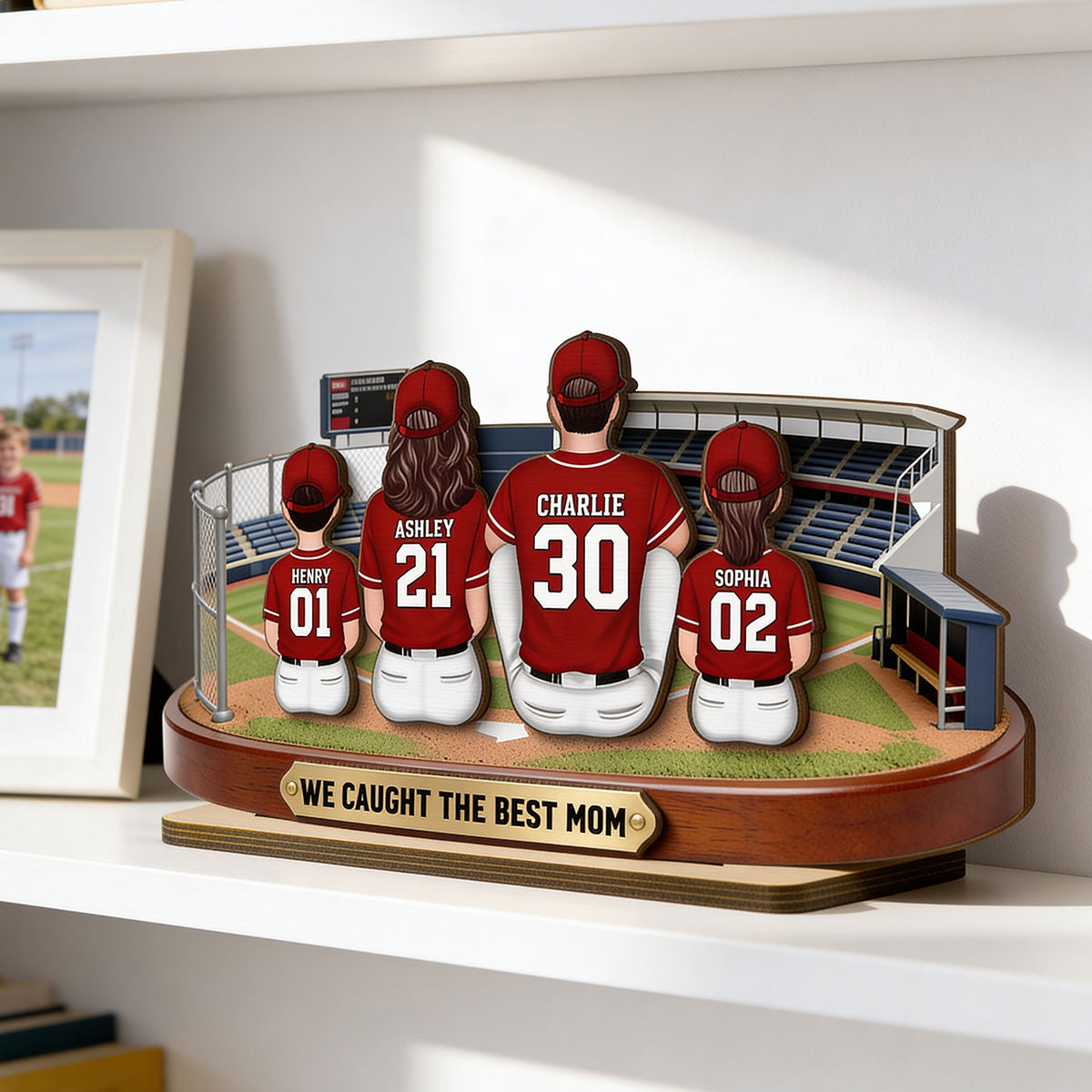 Baseball Family Daddy's Mommy's Dream Team - Personalized 2-Layered Wooden Plaque -  Gift For Baseball Dad, Mom
