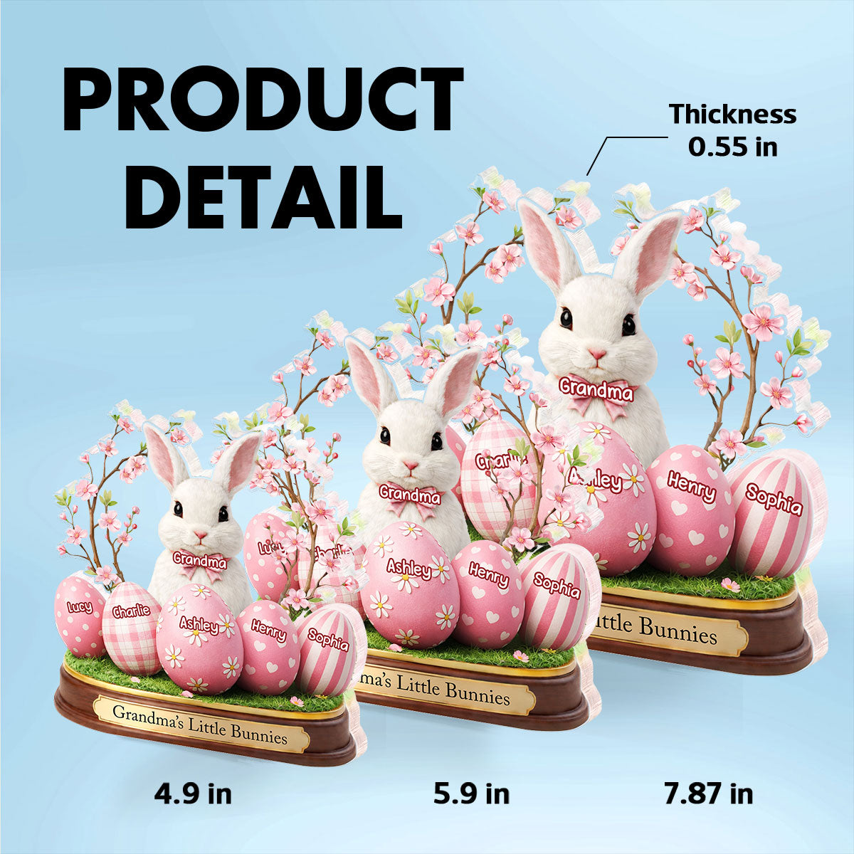 Grandma's Little Bunnies - Personalized Acrylic Block Plaque - Easter Decor Gift For Grandma