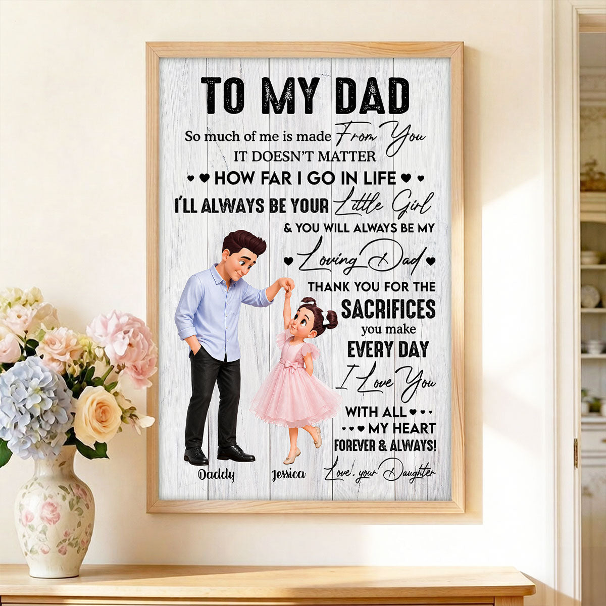 To My Dad I'll Always Be Your Little Girl Dad And Daughter Dancing - Personalized Poster - Father's Day Gift For Dad, Husband