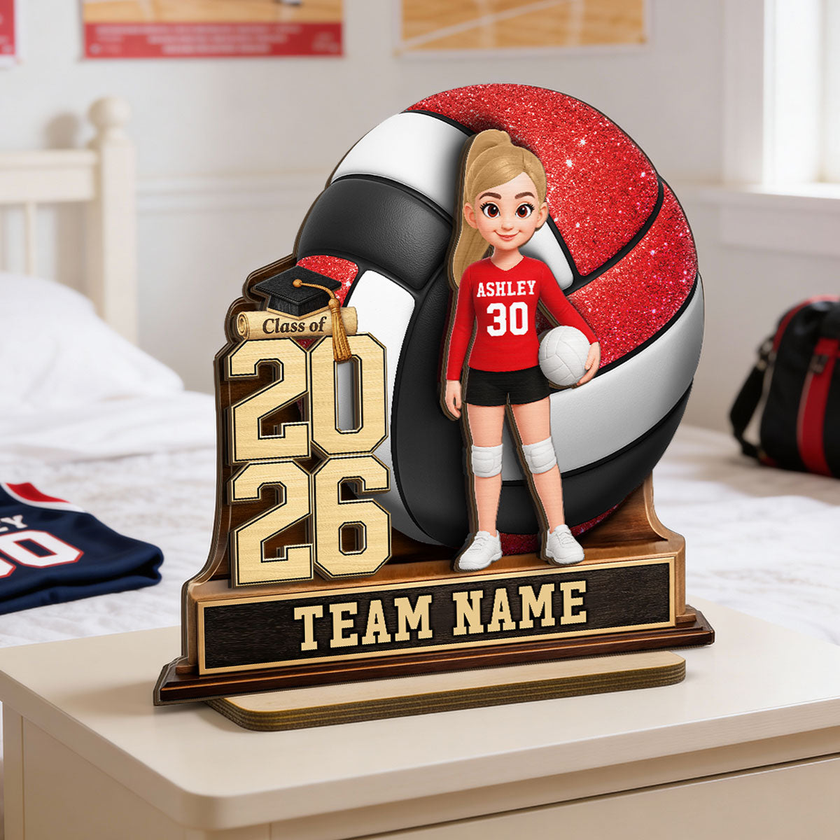 Volleyball Senior Keepsake 2D Flat - Personalized 2-Layered Wooden Plaque - Graduation Gift For Daughter, Graduates, Class of 2026