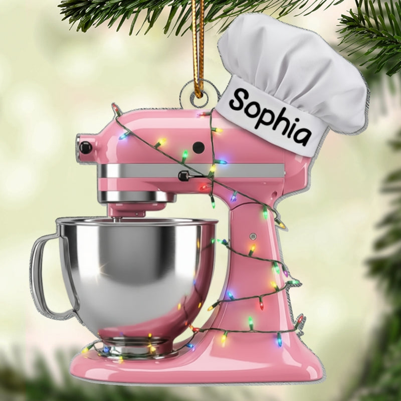 Baking Mixer Lights Christmas - Personalized Acrylic Ornament - Christmas Gift for Bakers