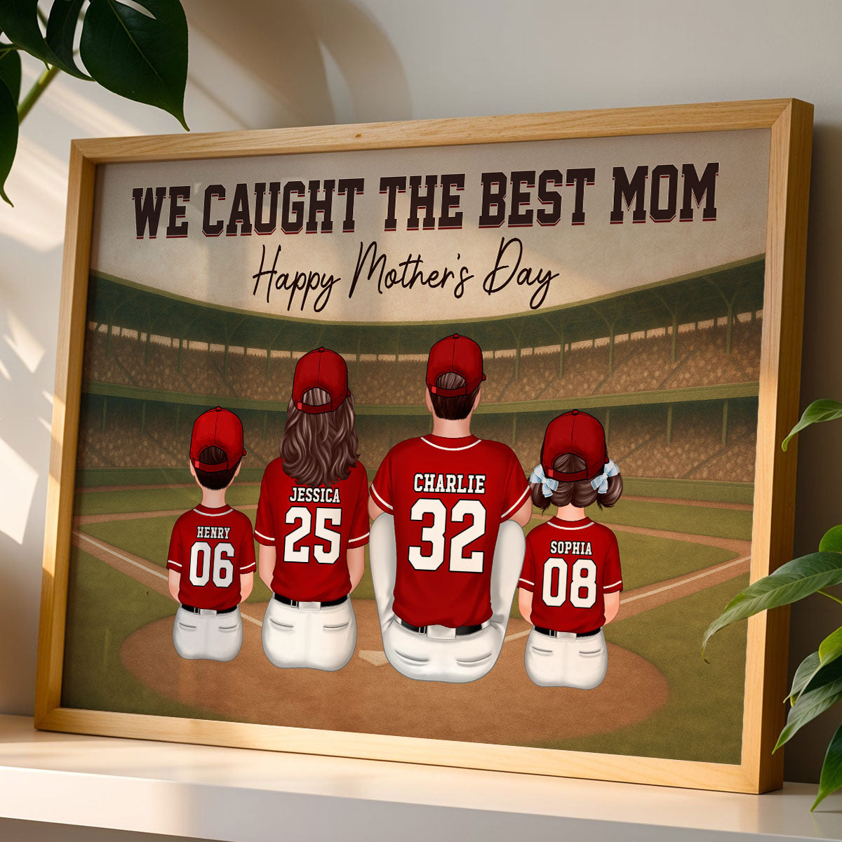 Retro Vintage We Caught The Best Baseball Mom - Personalized Poster - Mother's Day Gift For Baseball Mom, Wife