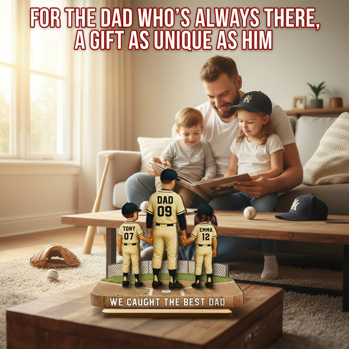 Daddy's Baseball Dream Team - Personalized 2-Layered Wooden Plaque -  Gift For Baseball Dad