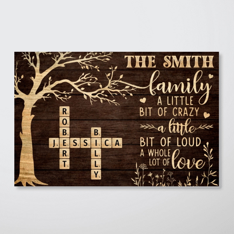 Rustic Vintage Family Lot Of Love Crossword Puzzle Art - Personalized Poster - Heartfelt Father's Day Gift For Dad, Husband