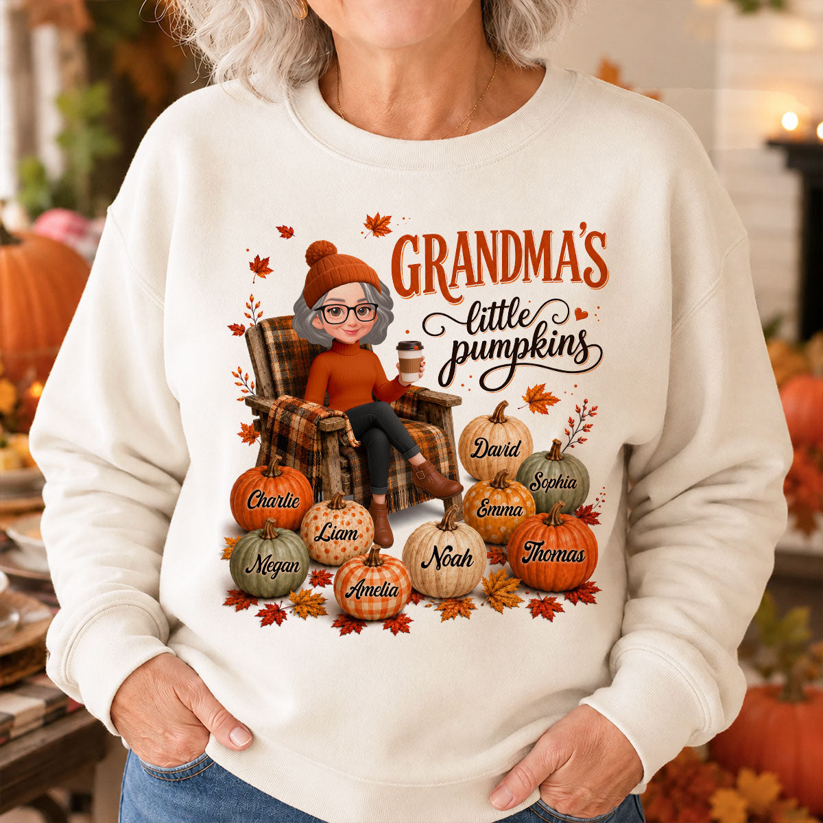 Grandma's Little Pumpkins - Personalized Shirt - Trendy Fall Tee for Grandma