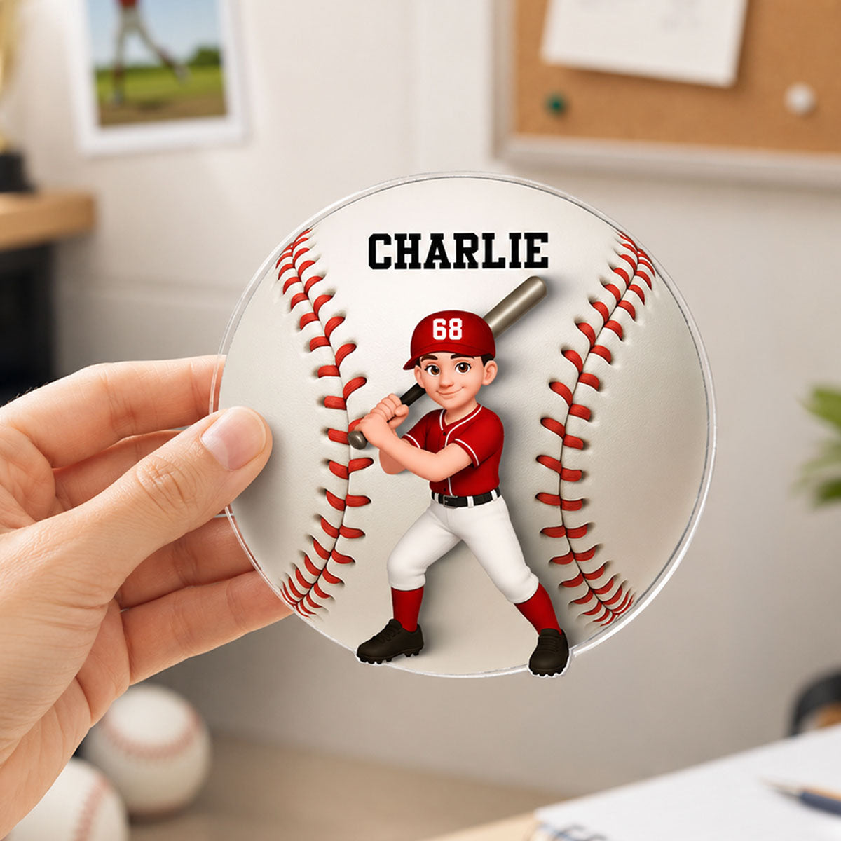 Baseball Boy & Girl - Personalized Acrylic Locker Magnet - Back To School Gift For Daughters, Sons, Grandkids, Teenagers, Teen Girl, Teen Boy