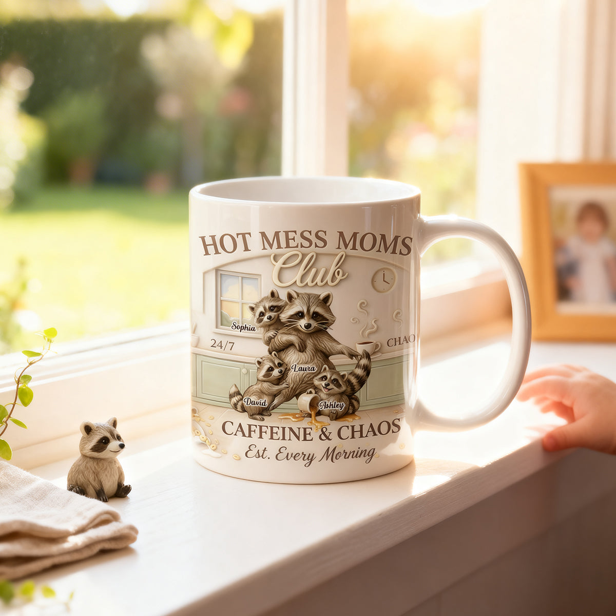 Hot Mess Moms Club Caffeine & Chaos - Personalized Mug - Gift For Mom