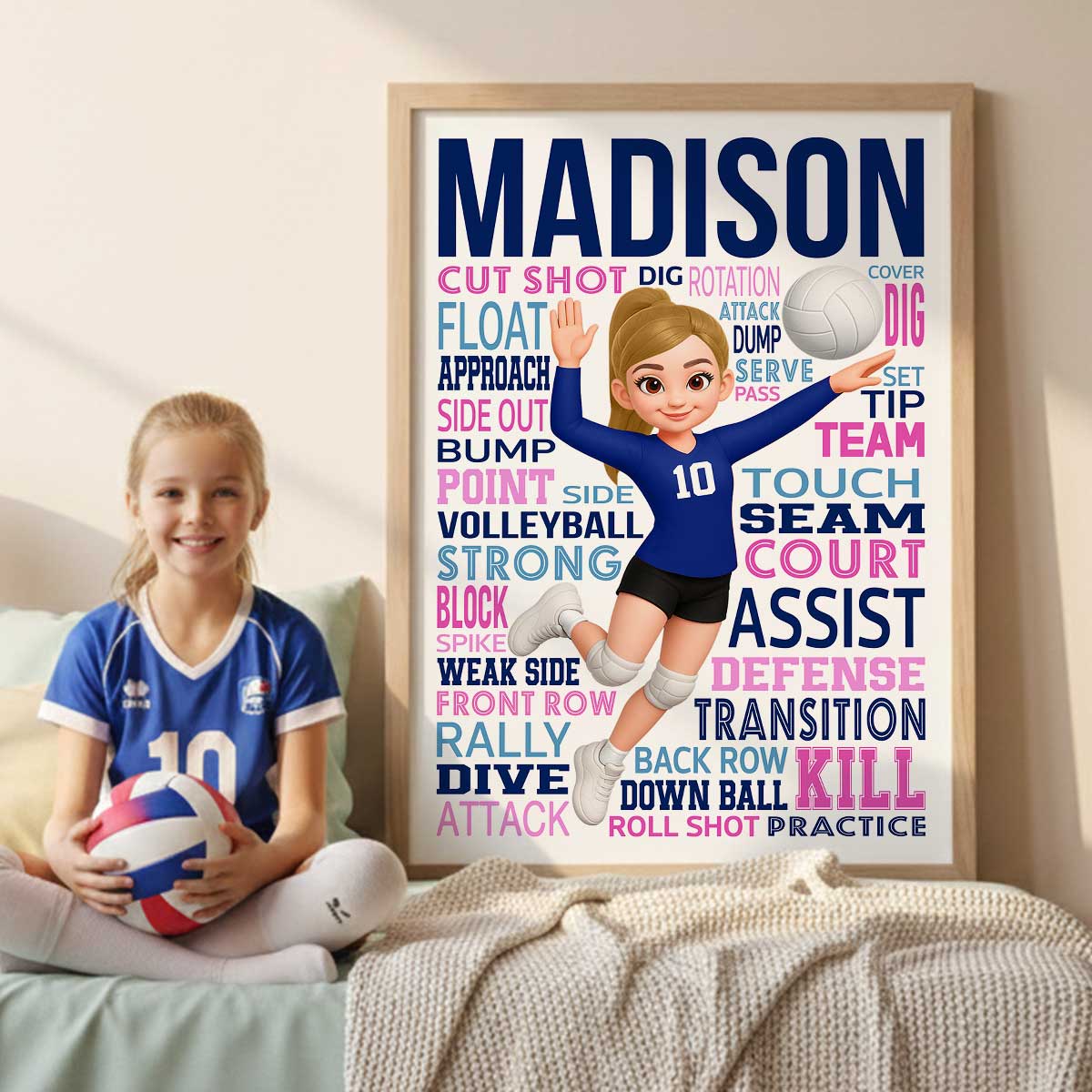 Typography Art Volleyball Player - Personalized Poster - Gift For Volleyball Lover