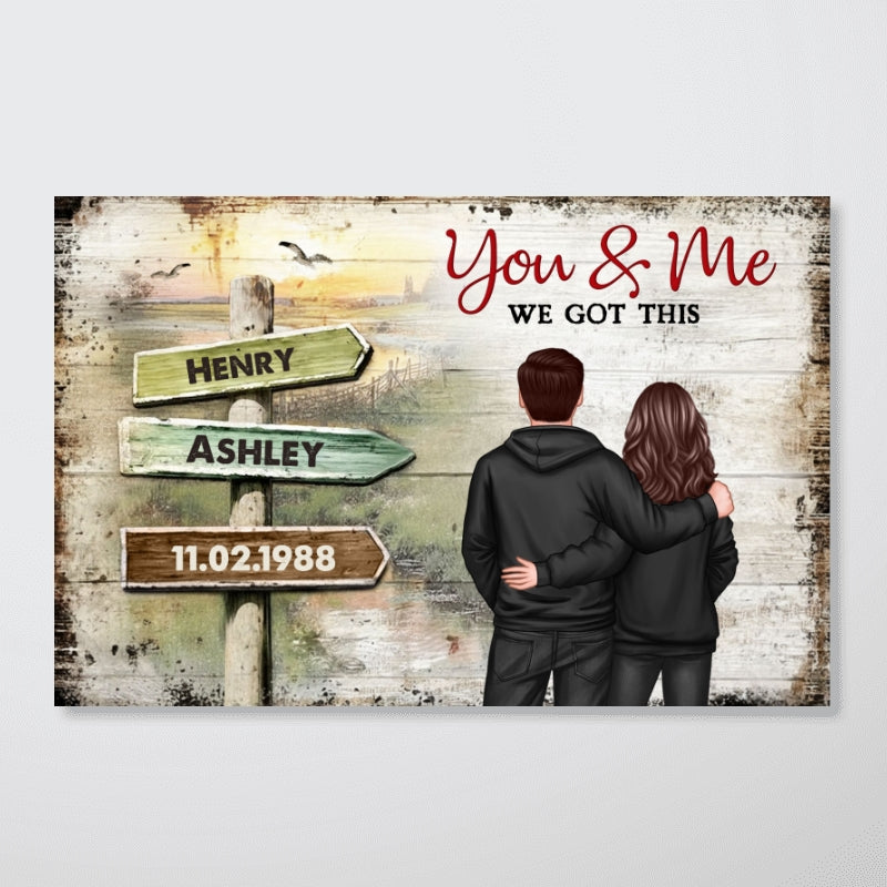 Couple Rustic Name Sign - Personalized Poster - Sentimental & Timeless Gift for him, for her, Heartwarming Home Decor