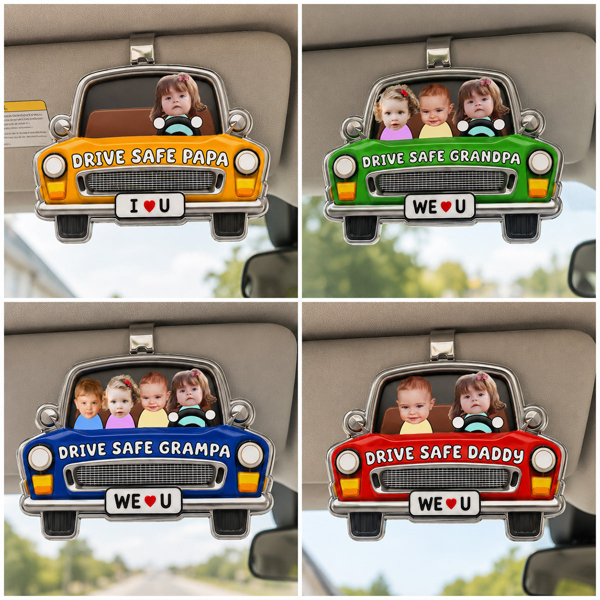Drive Safe Daddy Baby Custom Photo in Classic Car - Personalized Acrylic Car Visor - Father's Day Gift For Dad, Husband