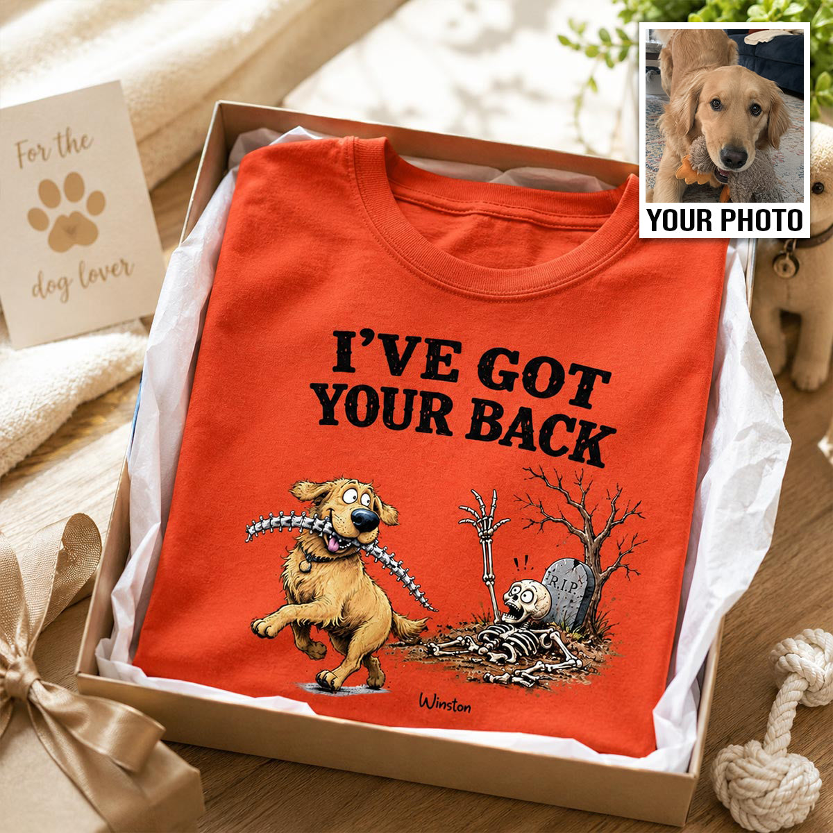 Quirky Dog I've Got Your Back Dog Stealing Backbone From Your Dog Photo - Personalized Shirt - Funny Halloween Drinkware For Dog Lovers