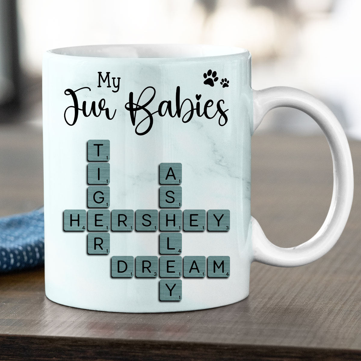 My Fur Babies Pets Crossword - Personalized Mug - Sentimental Gift for Pet Lovers, Dog Mom, Cat Mom