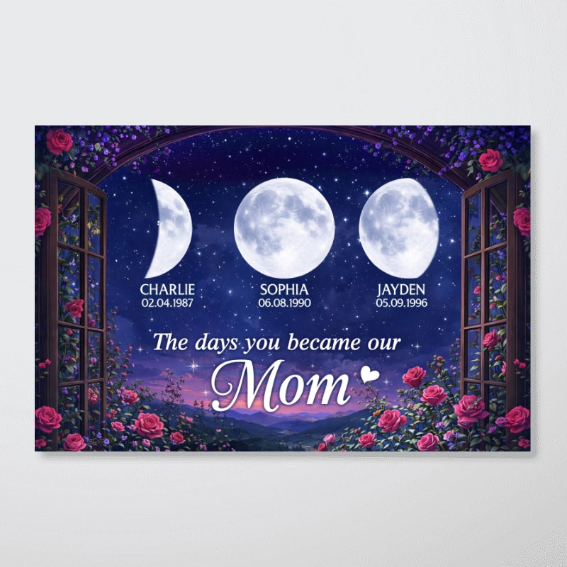From The Window The Day You Became Mom Grandma Custom Birth Moon Phase - Personalized Poster - Mother's Day Gift For Mom, Grandma
