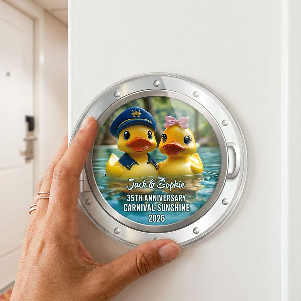 Rubber Duck Couple Anniversary Cruise - Personalized Cruise Door Acrylic Magnet - Cruise Trip Keepsake