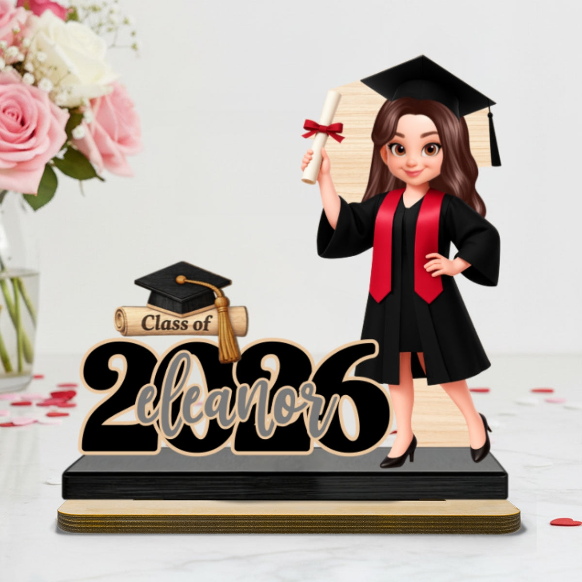Class Of 2026 2027 Senior With Name 2D Flat - Personalized 2-Layered Wooden Plaque - Graduation Gift For Graduates, Daughter, Son