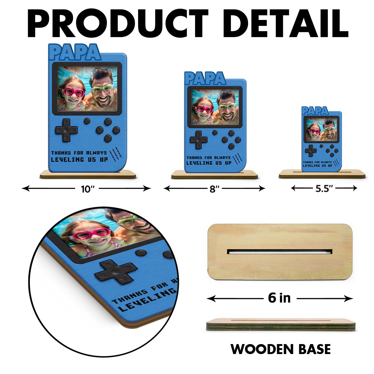 Thanks For Always Leveling Us Up Gamer Dad - Personalized 2-Layered Wooden Plaque - Heartfelt Gift For Dad, Husband