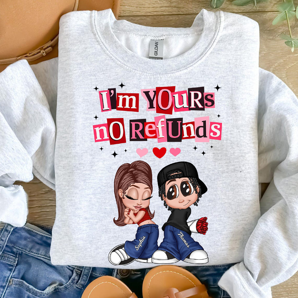 Y2K Couple I'm Yours No Refund - Personalized Shirt - Funny Valentine's Day Gift for Him, for Her, Matching Couple Shirts