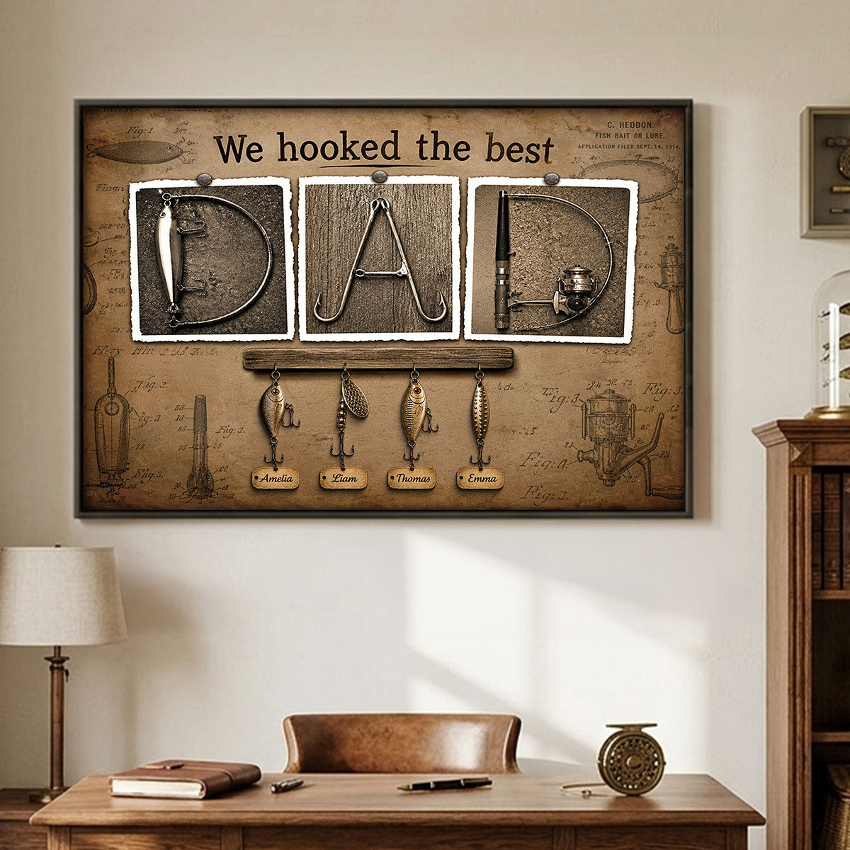 We Hooked the Best Fishing Dad - Personalized Poster - Father's Day Gift for Dad, Husband