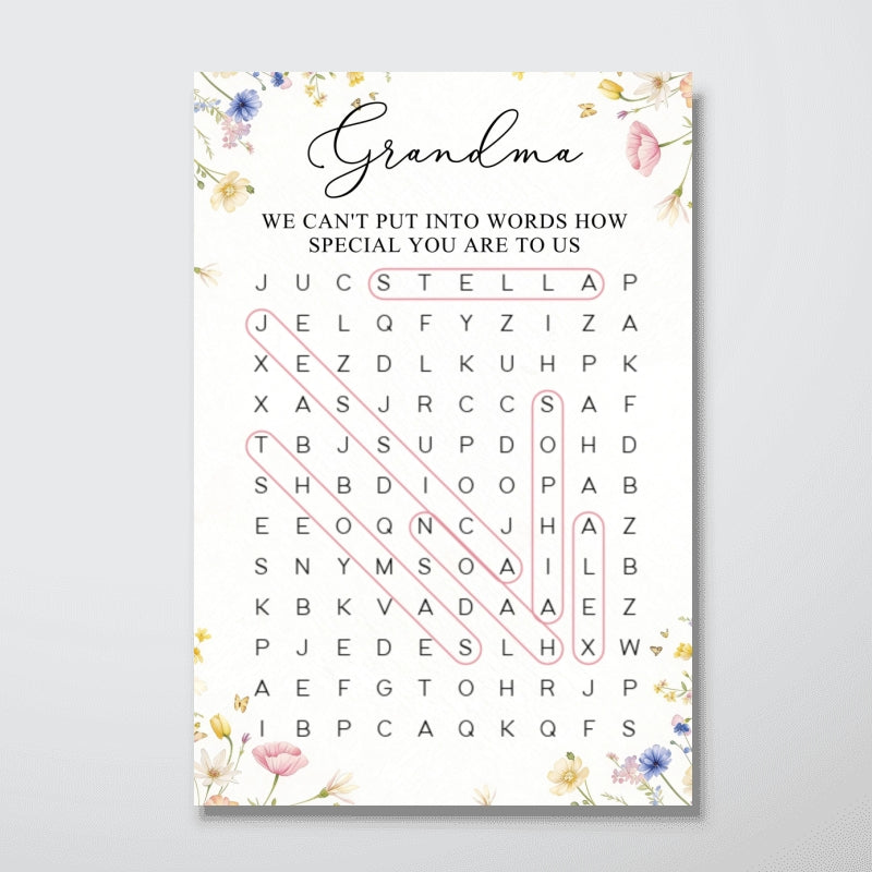 Grandma Word Search Puzzle We Can't Put Into Words How Special You Are - Personalized Poster - Mother's Day Gift For Grandma