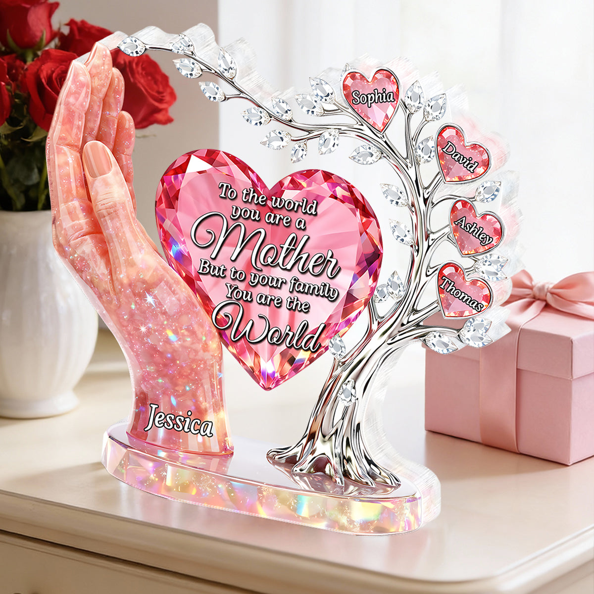 To the World You Are a Mother To Us You Are the World - Personalized Acrylic Block Plaque - Heartfelt Gift for Mom