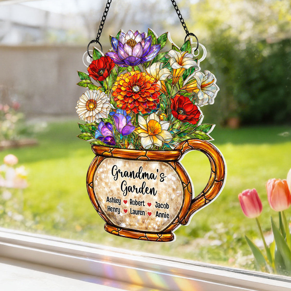 Grandma's Garden Birth Flowers - Personalized Suncatcher - Sentimental Mother's Day Gift for Grandma, Mom, Wife