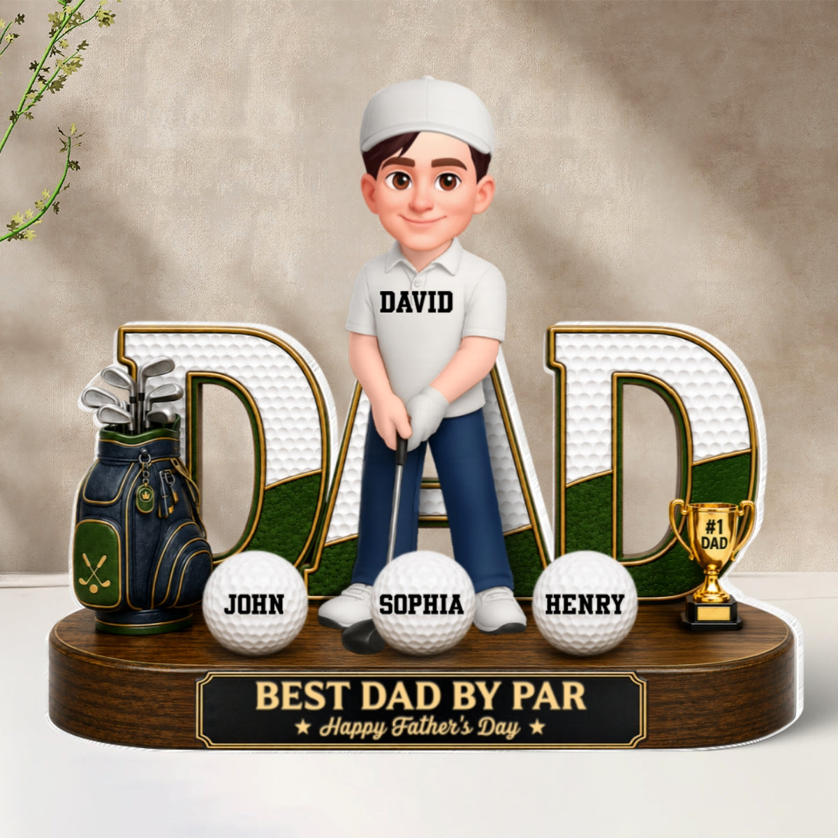 Golf Dad Legend Best Dad By Par - Personalized Acrylic Block Plaque - Father's Day Gift For Dad, Husband, Golfers
