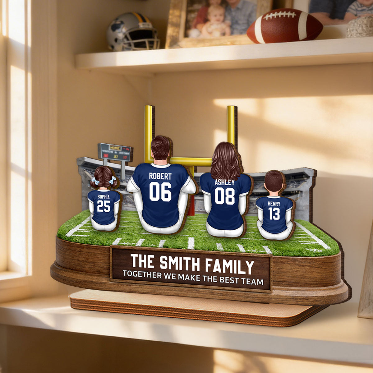 Together We Make A Winning Team Football Family - Personalized 2-Layered Wooden Plaque - Gift For Mom, Dad, Family
