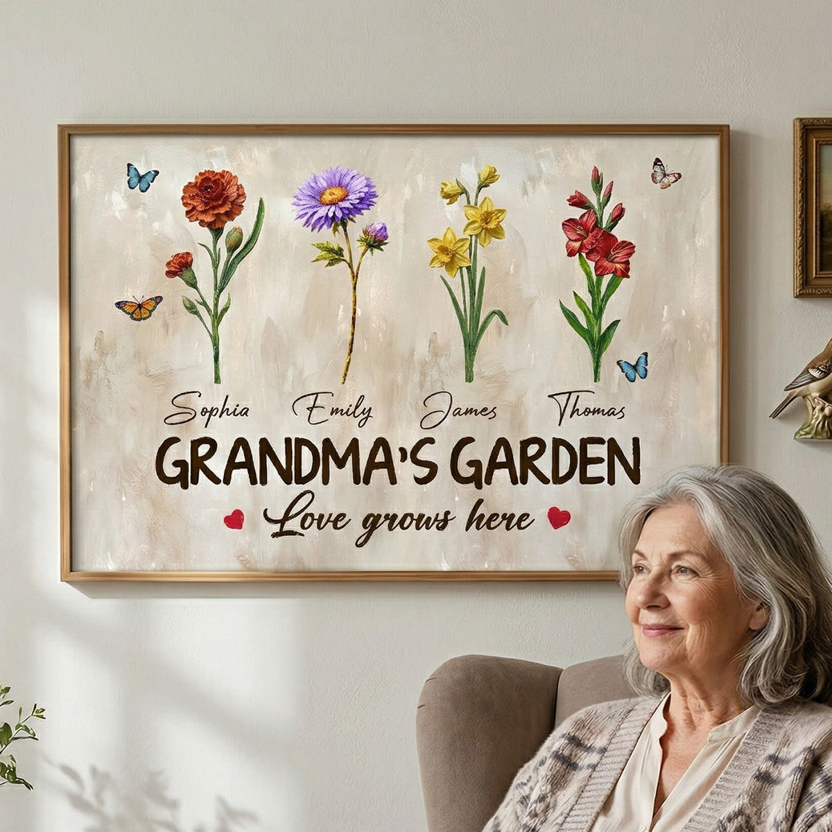 Endless Love Grandma's Garden Birth Month Flowers - Personalized Poster - Mother's Day Gift For Grandma, Mom
