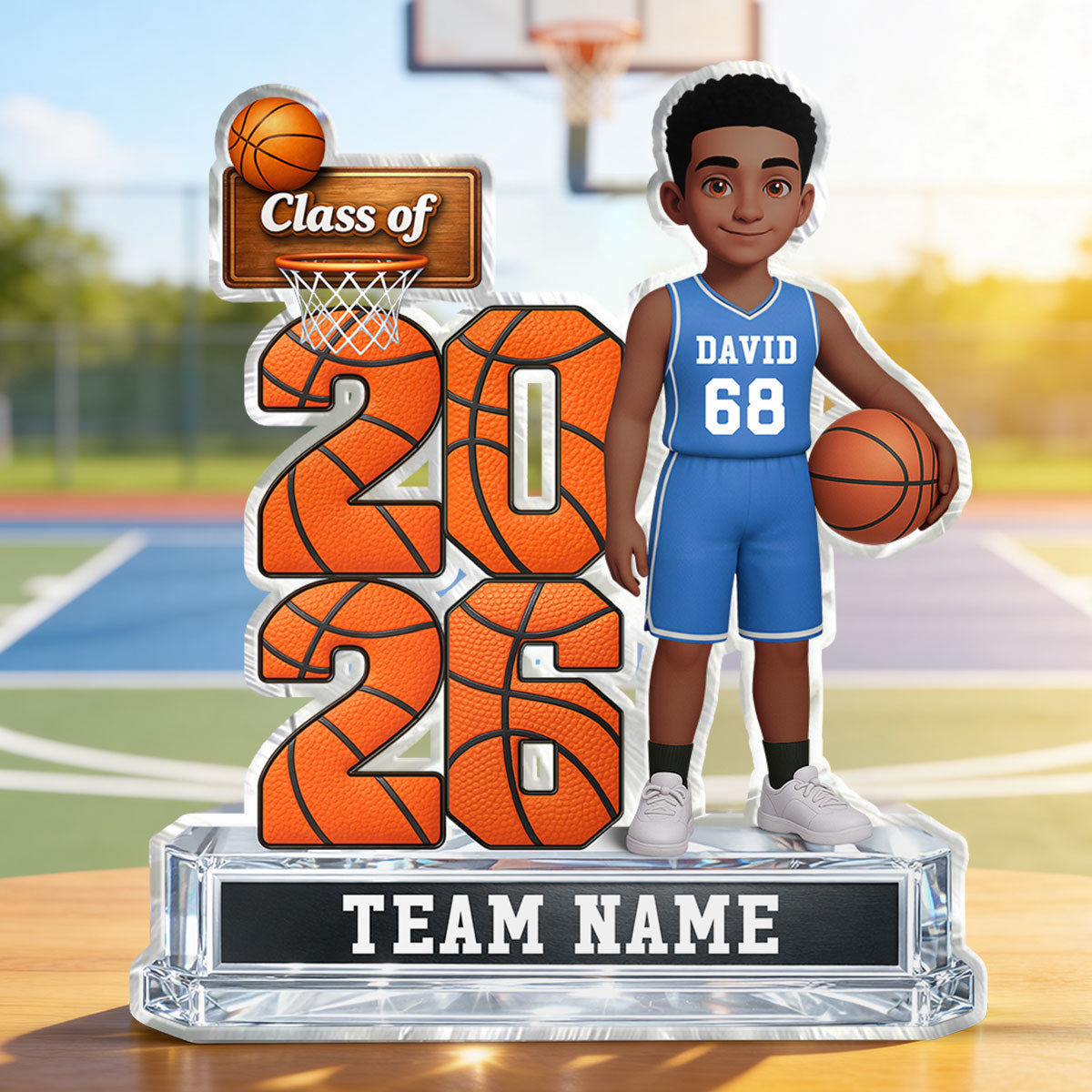 Basketball Senior Class Of 2026 2027 2D Flat - Personalized Acrylic Block Plaque - Graduation Gift For Son, Daughter