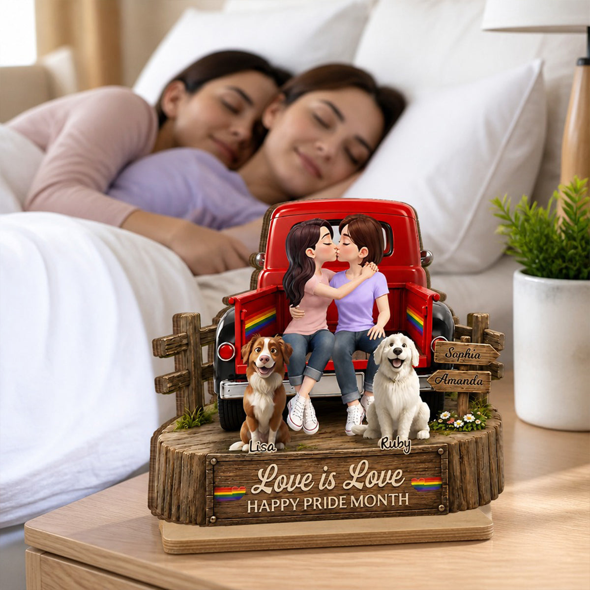 LGBT+ Couple You & Me And The Dogs - Personalized 2-Layered Wooden Plaque - Gift For Couple, Happy Pride Month
