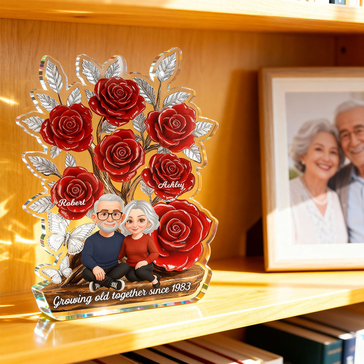 Eternal Love Timeless Roses Tree Couple Together - Personalized Acrylic Block Plaque - Valentine's Day Gift For Couple, Gift For Her, For Him