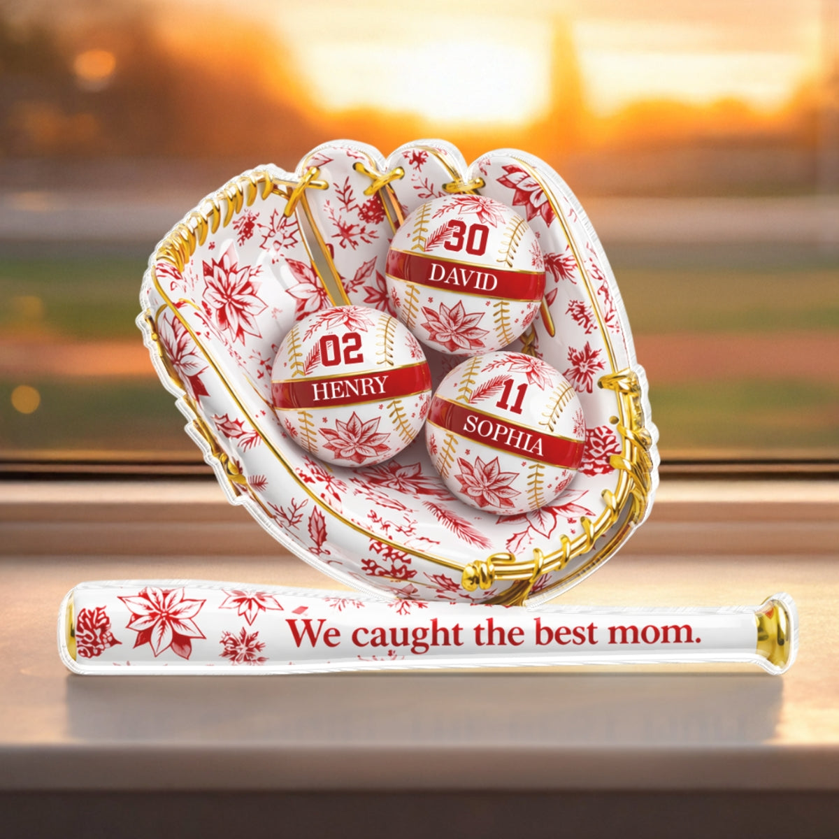 We Caught the Best Mom Toile De Jouy Pattern - Personalized Acrylic Block Plaque - Mother's Day Gift for Mom, Wife