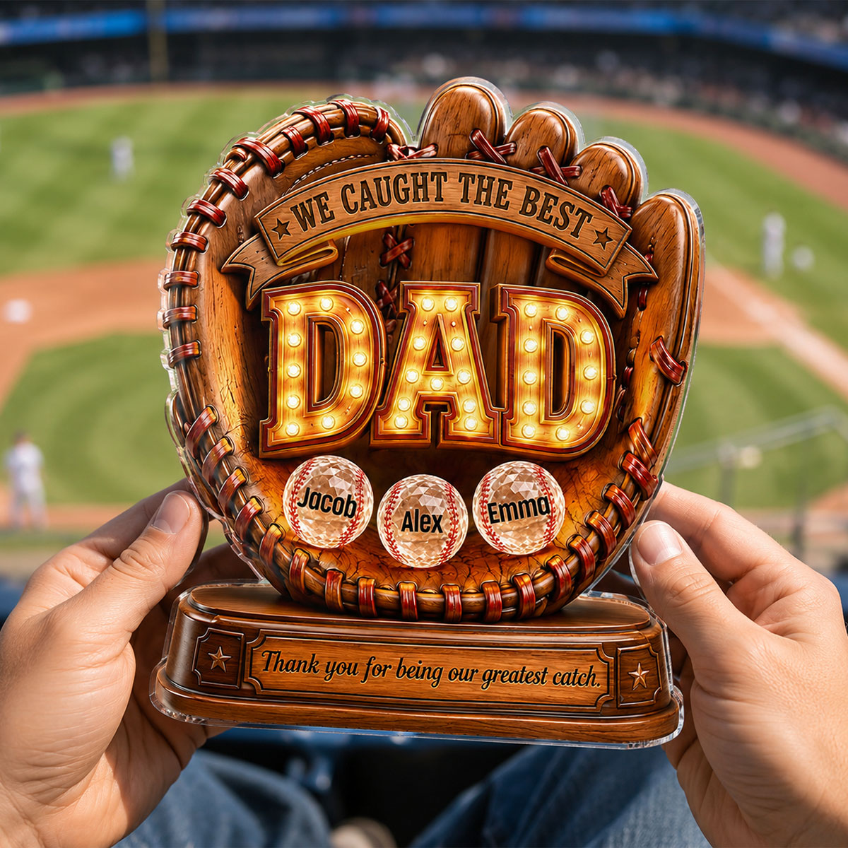 Great Baseball Dad - Personalized Acrylic Block Plaque -  Gift for Dad, Husband