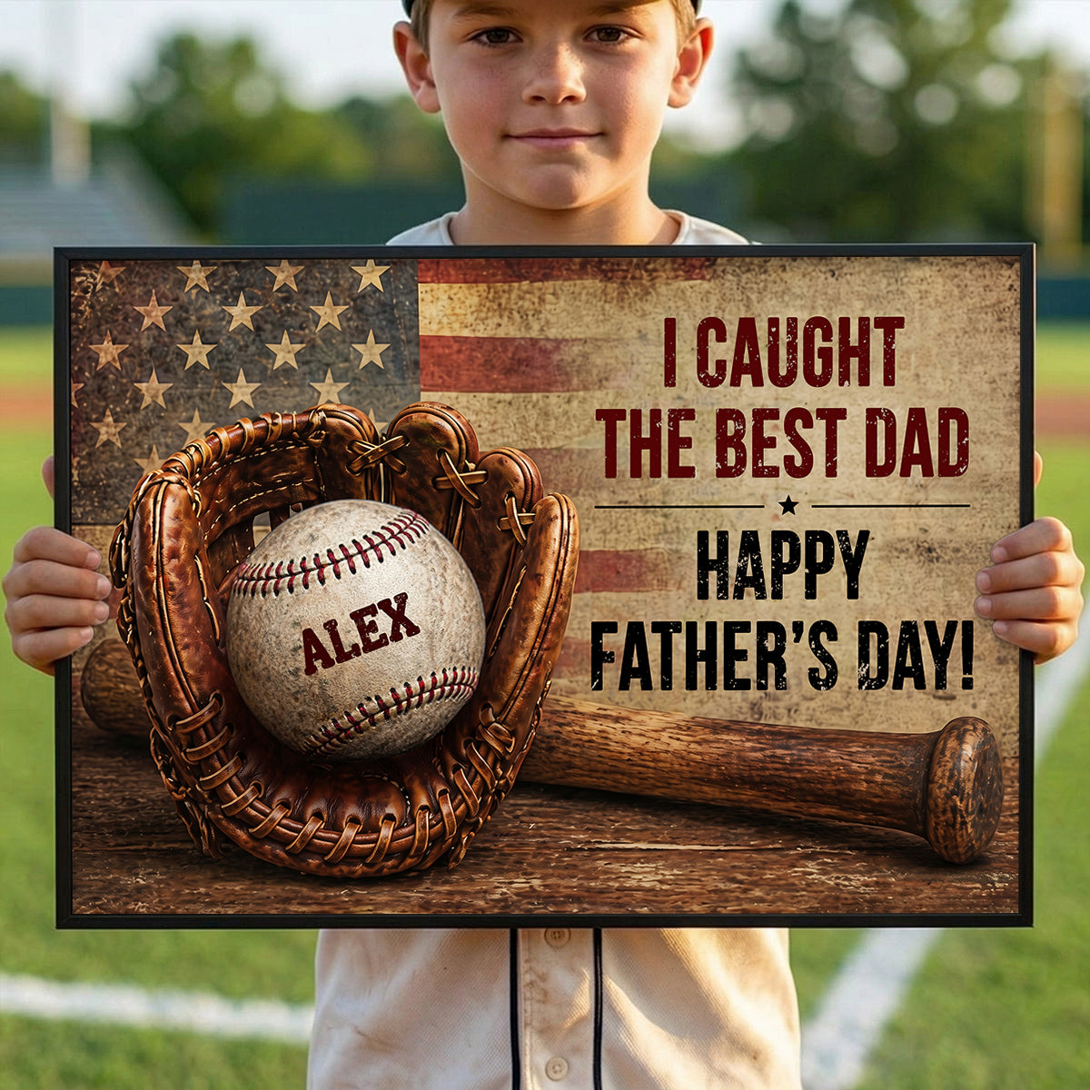 Baseball Gloves Nation Flag - Personalized Poster - Father's Day Gift for Husband, Dad