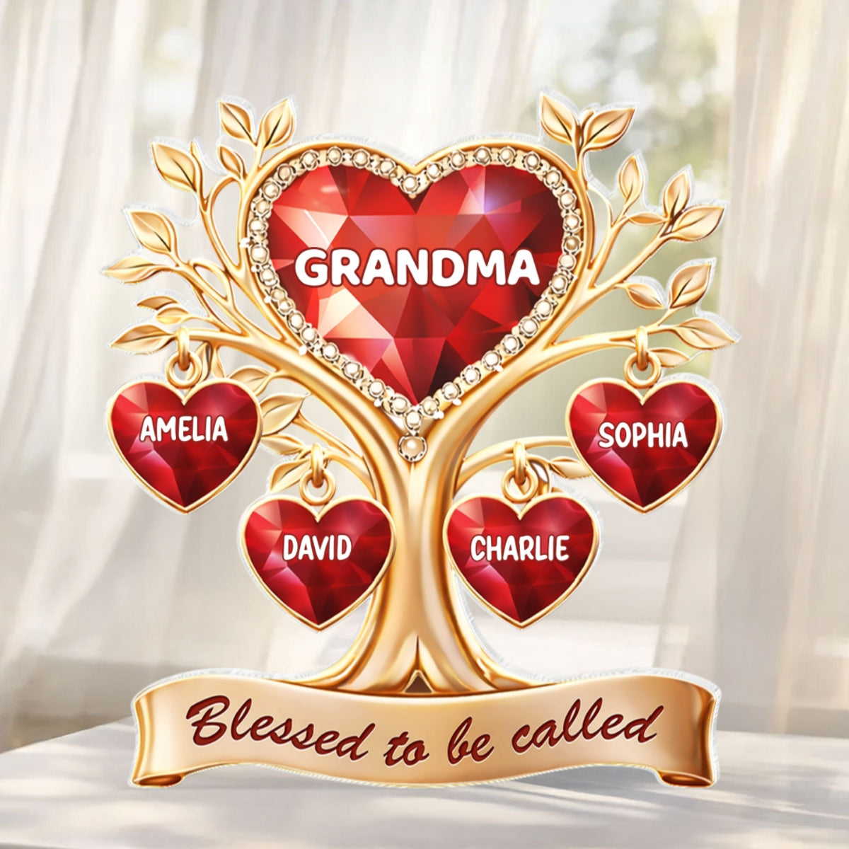 Blessed to Be Called Grandma - Personalized Acrylic Block Plaque - Sentimental Gift for Grandma