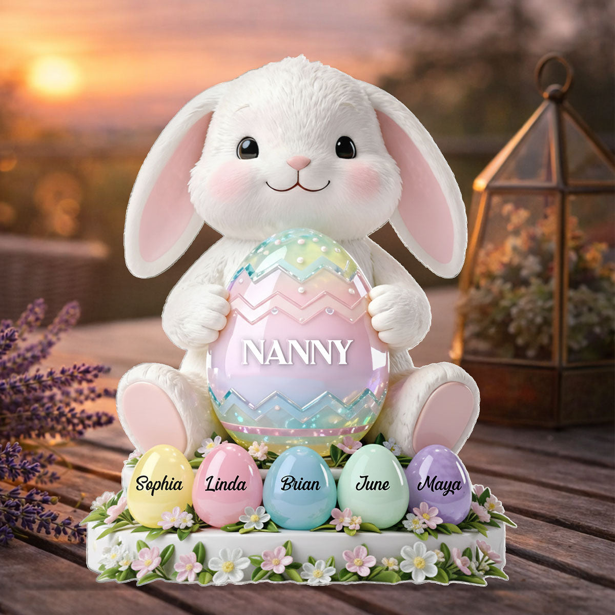 Bunny Nanny Easter - Personalised Acrylic Block Plaque - Easter Decor for Nanny, Grandmother