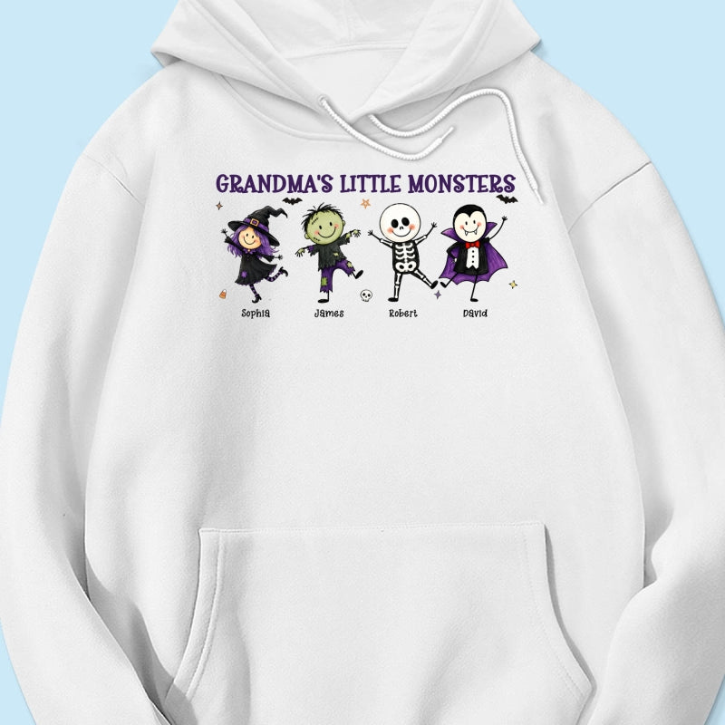 Grandma's Little Monsters Cute Doodle Characters - Personalized Shirt - Halloween Costume For Mom Grandma