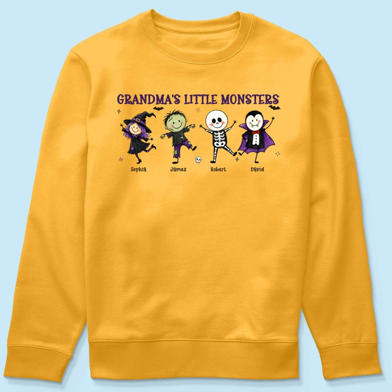 Grandma's Little Monsters Cute Doodle Characters - Personalized Shirt - Halloween Costume For Mom Grandma