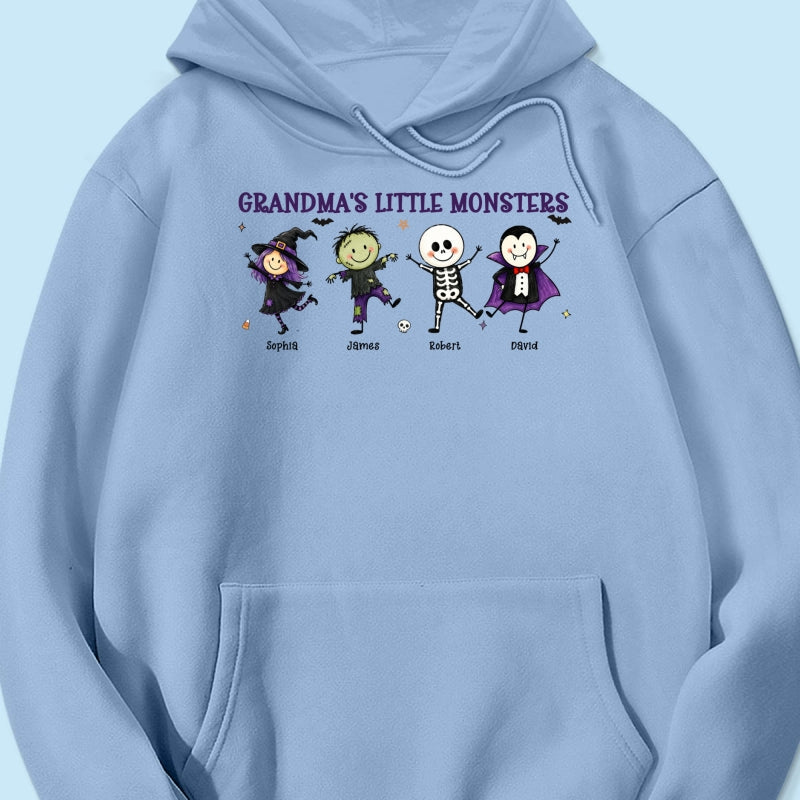 Grandma's Little Monsters Cute Doodle Characters - Personalized Shirt - Halloween Costume For Mom Grandma
