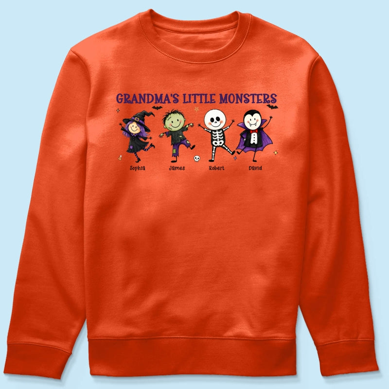 Grandma's Little Monsters Cute Doodle Characters - Personalized Shirt - Halloween Costume For Mom Grandma
